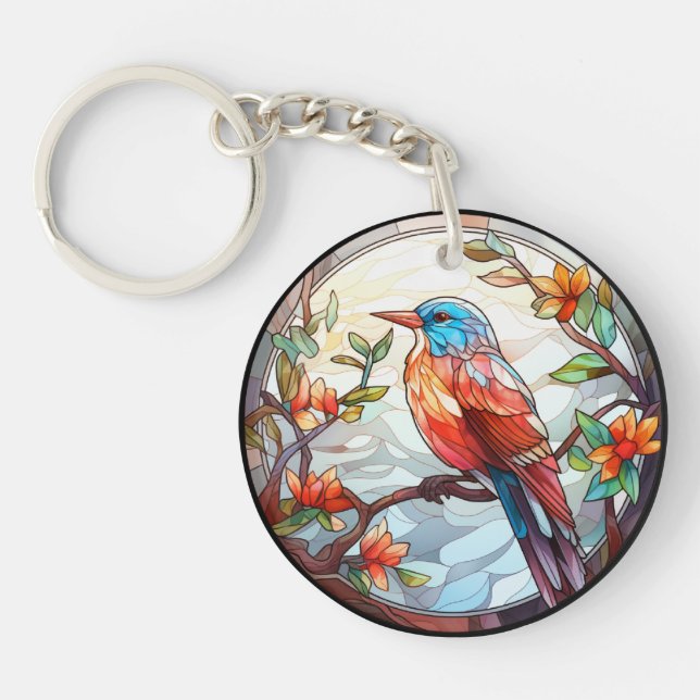 Sweet Stained Glass Kingfisher Key Ring (Front)