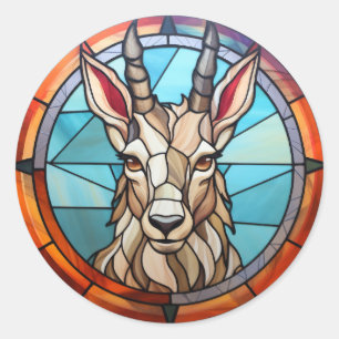 Sweet Stained Glass Mountain Goat Classic Round Sticker