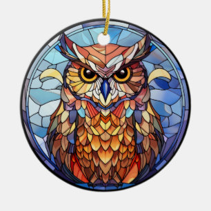 Sweet Stained Glass Owl Ceramic Tree Decoration