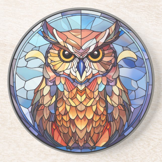 Sweet Stained Glass Owl Coaster (Front)