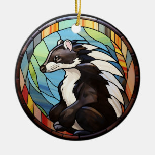 Sweet Stained Glass Skunk Ceramic Tree Decoration
