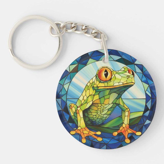 Sweet Stained Glass Tree Frog Key Ring (Front)