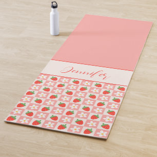 Sweet Strawberries & Flowers Custom Yoga Mat