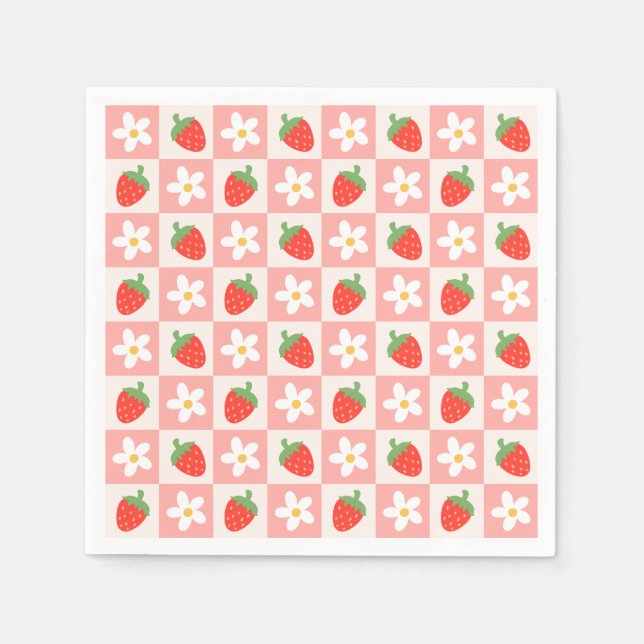 Sweet Strawberries & Flowers Napkins (Front)