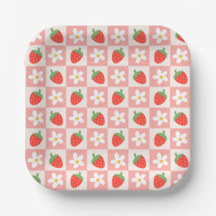 Sweet Strawberries & Flowers Paper Plates
