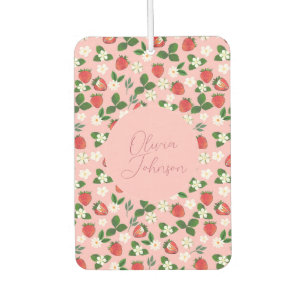 Sweet Strawberries Flowers Watercolor Floral Car Air Freshener