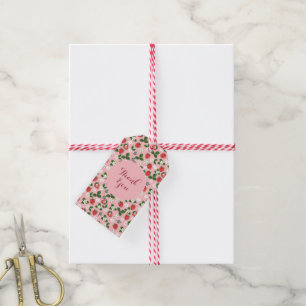 Sweet Strawberries Flowers Watercolor Floral Gift Tags