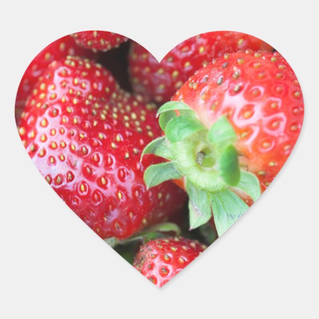 Sweet Strawberries Heart Sticker (Front)