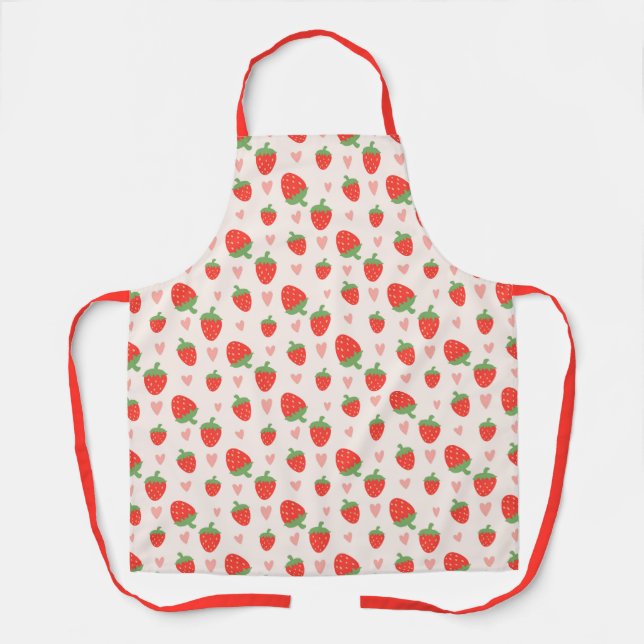 Sweet Strawberries & Hearts Apron (Front)