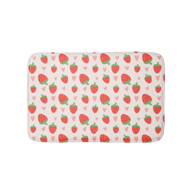 Sweet Strawberries & Hearts Bath Mat (Front)
