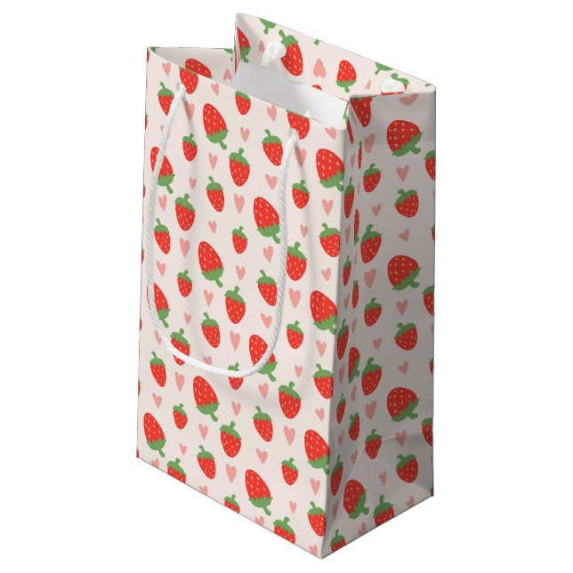 Sweet Strawberries & Hearts Gift Bag (Back Angled)