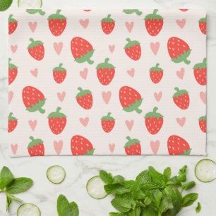 Sweet Strawberries & Hearts Kitchen Towel