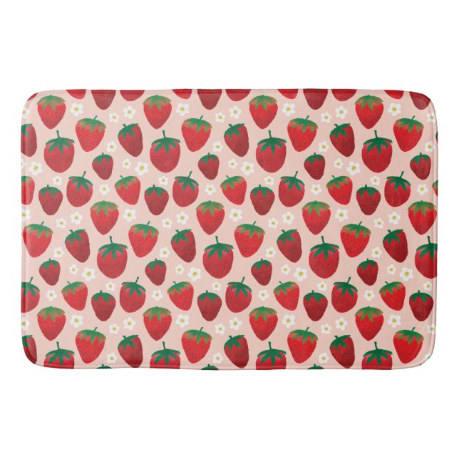 Sweet Strawberries Pattern Bath Mat (Front)