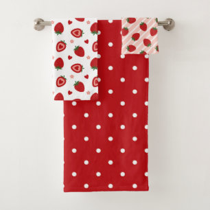 Sweet Strawberries Pattern Bath Towel Set