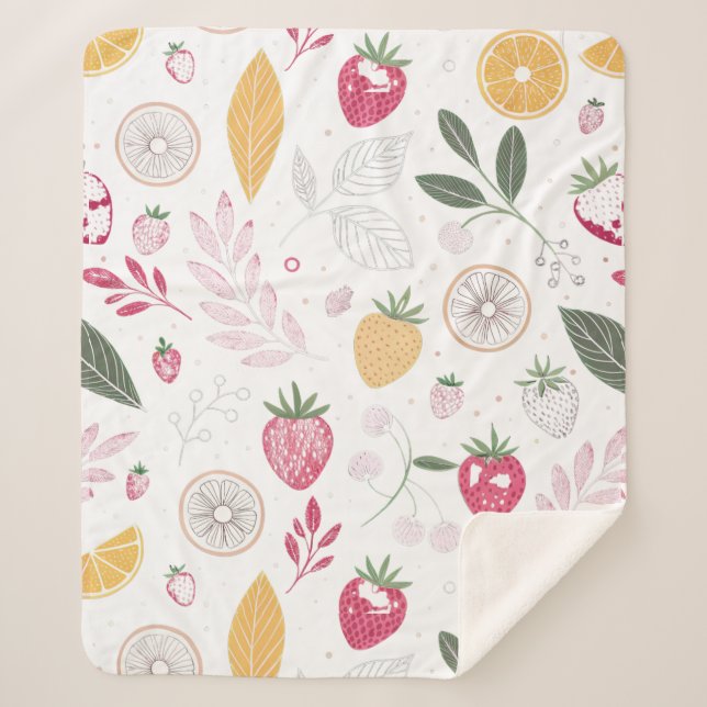Sweet Strawberries Sherpa Blanket – Medium (Front)