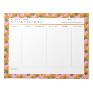 Sweet Strawberries Weekly Planner  Notepad