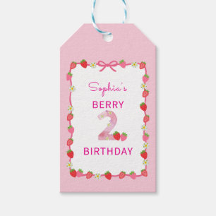 Sweet Strawberry 2nd Birthday Invitation Gift Tags