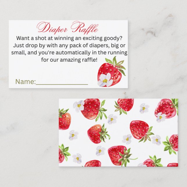 Sweet Strawberry Baby Shower  Business Card (Front/Back)