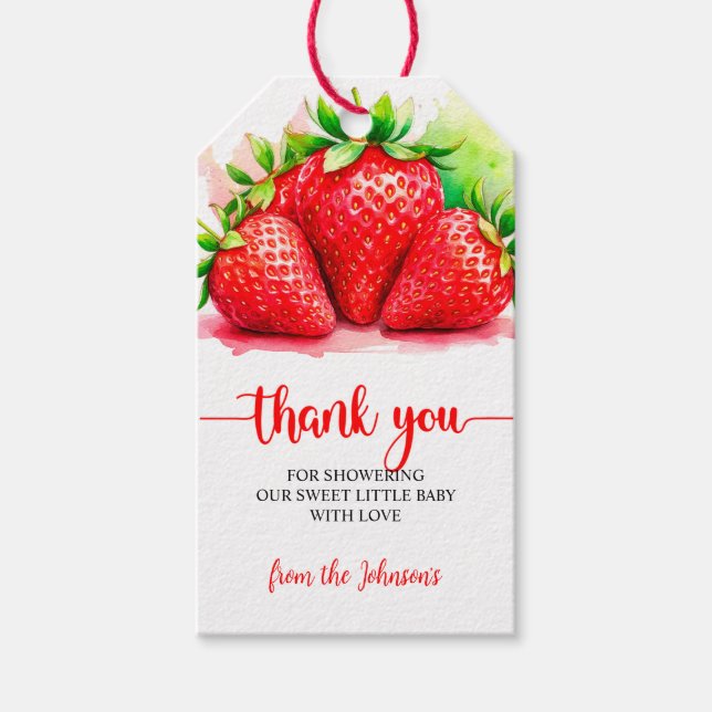  Sweet  Strawberry Baby Shower Gift Tags  (Front)