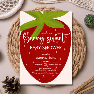 Sweet strawberry baby shower invitation