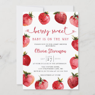 Sweet Strawberry Baby Shower Invitation   Berry
