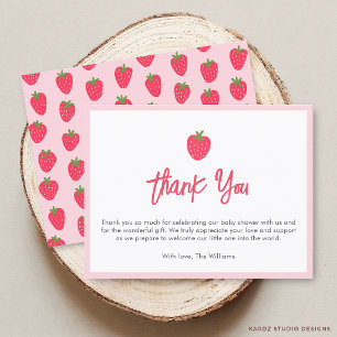 Sweet Strawberry Baby Shower Thank You Card