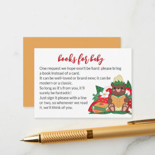 Sweet Strawberry Bear Bring Books Baby Shower Enclosure Card