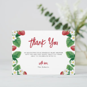 Sweet Strawberry Berry Baby Shower Thank You Card