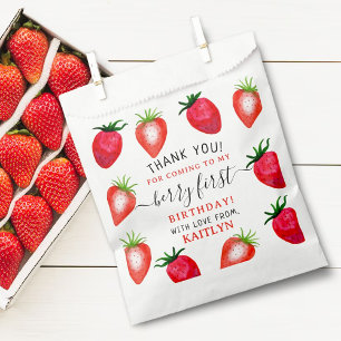 Sweet Strawberry Berry First 1st Birthday Favour Bags