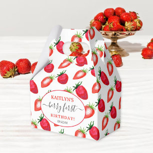 Sweet Strawberry Berry First 1st Birthday Favour Box