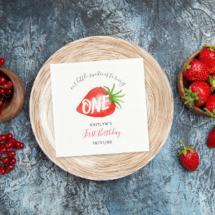 Sweet Strawberry Berry First 1st Birthday Napkin