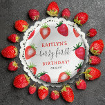 Sweet Strawberry Berry First 1st Birthday Paper Plate<br><div class="desc">Celebrate in style with these trendy 1st birthday paper bowls. The design is easy to personalise with your own wording and your family and friends will be thrilled when they see these fabulous party bowls. Matching items can be found in the collection.</div>