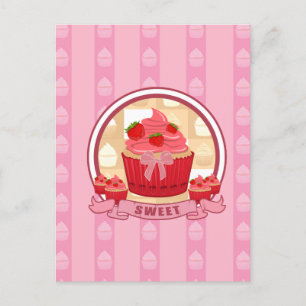 Sweet Strawberry Cupcake  Postcard