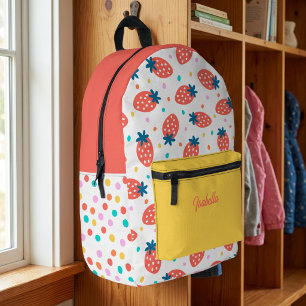 Sweet Strawberry Cute & Colourful Polka Dot Printed Backpack
