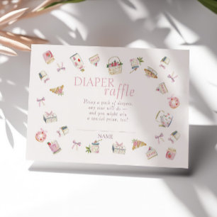 Sweet Strawberry Dessert Baby Shower Diaper Raffle Enclosure Card