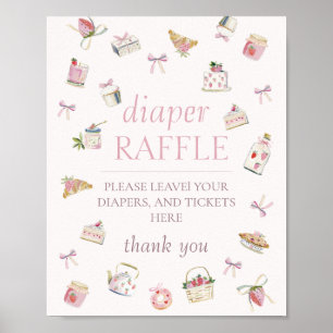 Sweet Strawberry Dessert Baby Shower Diaper Raffle Poster