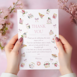 Sweet Strawberry Dessert Baby Shower Watercolor Thank You Card