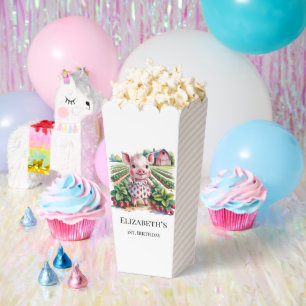 Sweet Strawberry Farm Pig Girl 1st. Birthday Party Favour Box