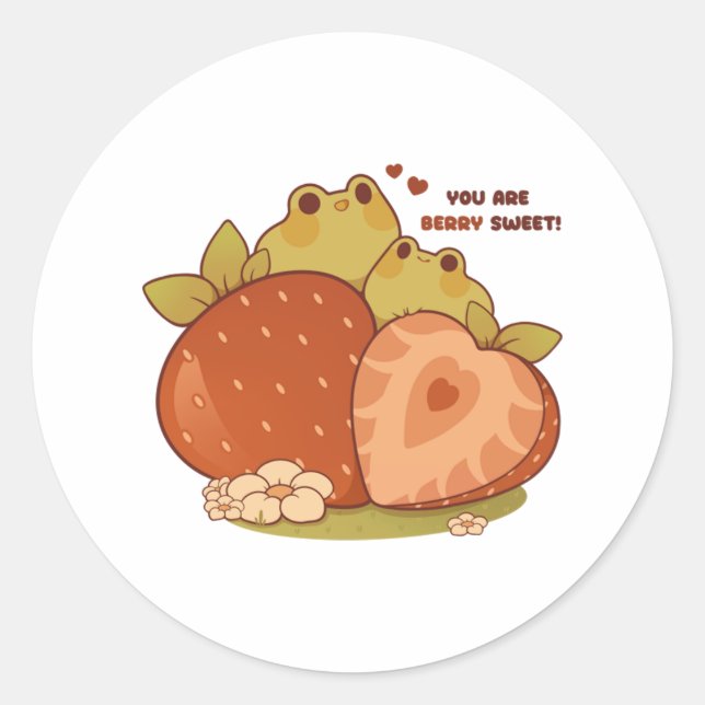 Sweet strawberry frogs 46 classic round sticker (Front)