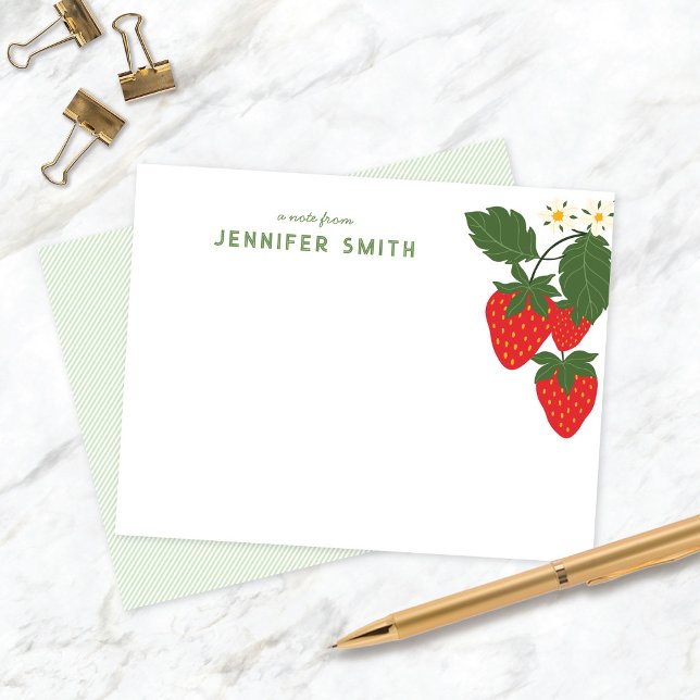 Sweet Strawberry Garden Personalised Notecard (Creator Uploaded)