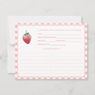 Sweet Strawberry Gingham Bridal Shower Recipe Card