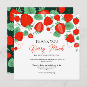 Sweet Strawberry Girl Baby Shower Thank You Card