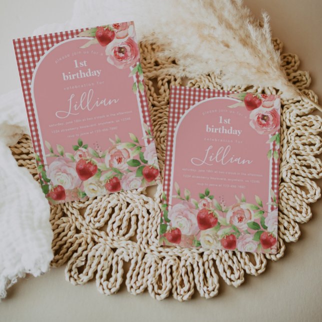 Sweet Strawberry Girl's Birthday Invitation (Creator Uploaded)
