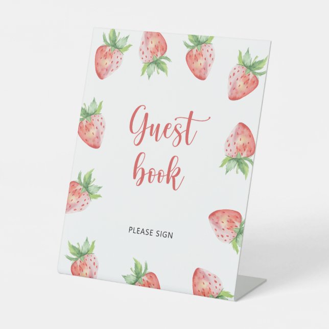 Sweet strawberry \ Guest book Pedestal Sign (Front)