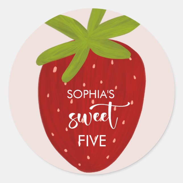 Sweet strawberry kids birthday classic round sticker (Front)