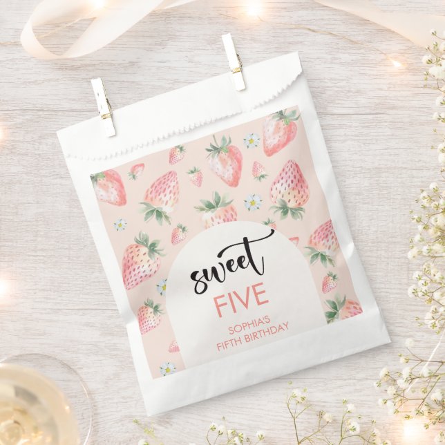 Sweet strawberry kids birthday favour bags (Clipped)