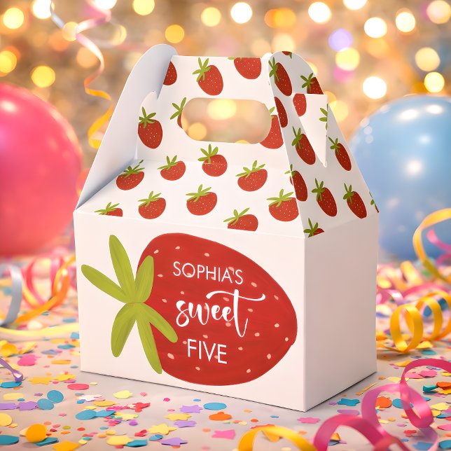 Sweet strawberry kids birthday favour box (Creator Uploaded)