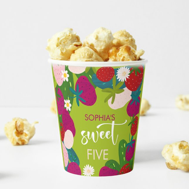 Sweet strawberry kids birthday paper cups (Creator Uploaded)