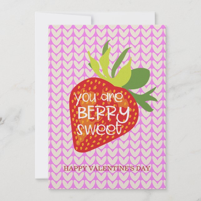 Sweet Strawberry Love Romantic Valentines Day Card (Front)
