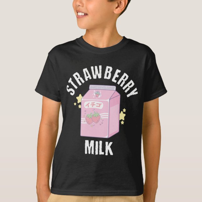 Sweet Strawberry Milk Cool Fruit Berry Dessert T-Shirt (Front)